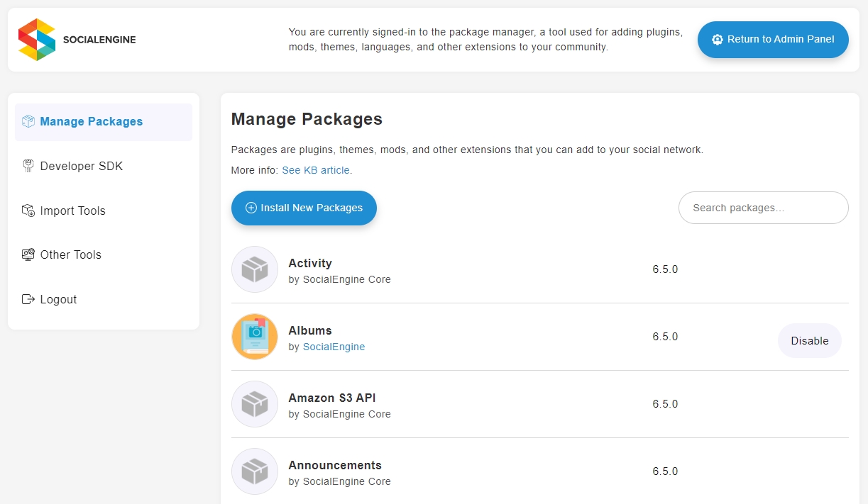 Manage Packages