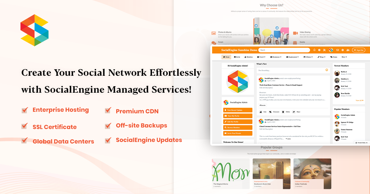 Create Your Social Network Effortlessly with SocialEngine Managed Services